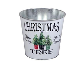 Metal pot christmas tree 16x15cm blanco           