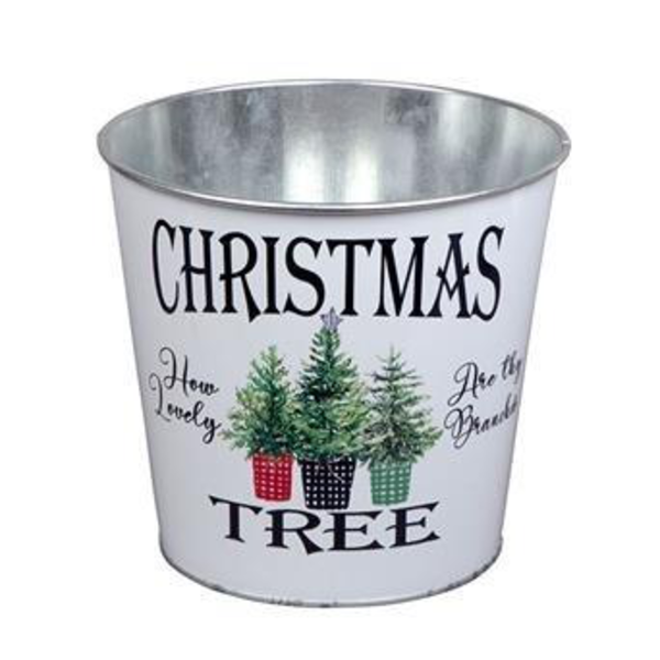 Metal pot christmas tree 16x15cm blanco           