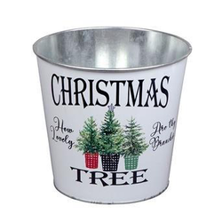 Metal pot christmas tree 16x15cm blanco           