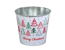 Metal pot merry christmas 3 16x15cm blanco        