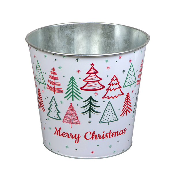 Metal pot merry christmas 3 16x15cm blanco        