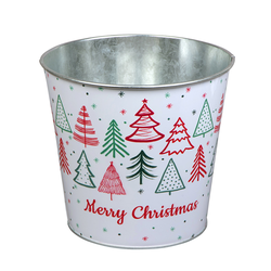 Metal pot merry christmas 3 16x15cm blanco        