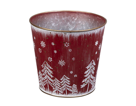 Metal pot snow 16x15cm rojo                       