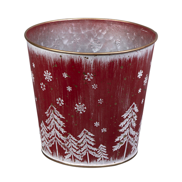 Metal pot snow 16x15cm rojo                       