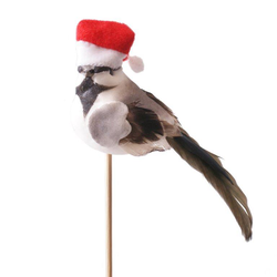 Pick pajaro navidad 6cm palo de 50cm              